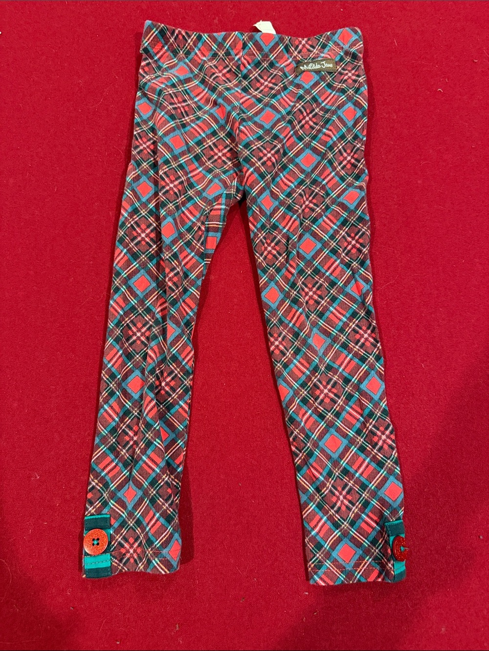 Matilda Jane Red & Teal Plaid Girls' Leggings